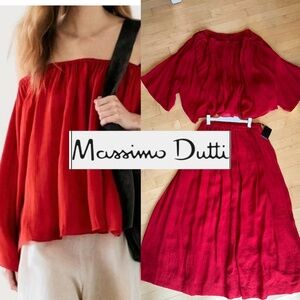 NWT Massimo Dutti Red lyocell skirt/top set, XS/L   PG1448
